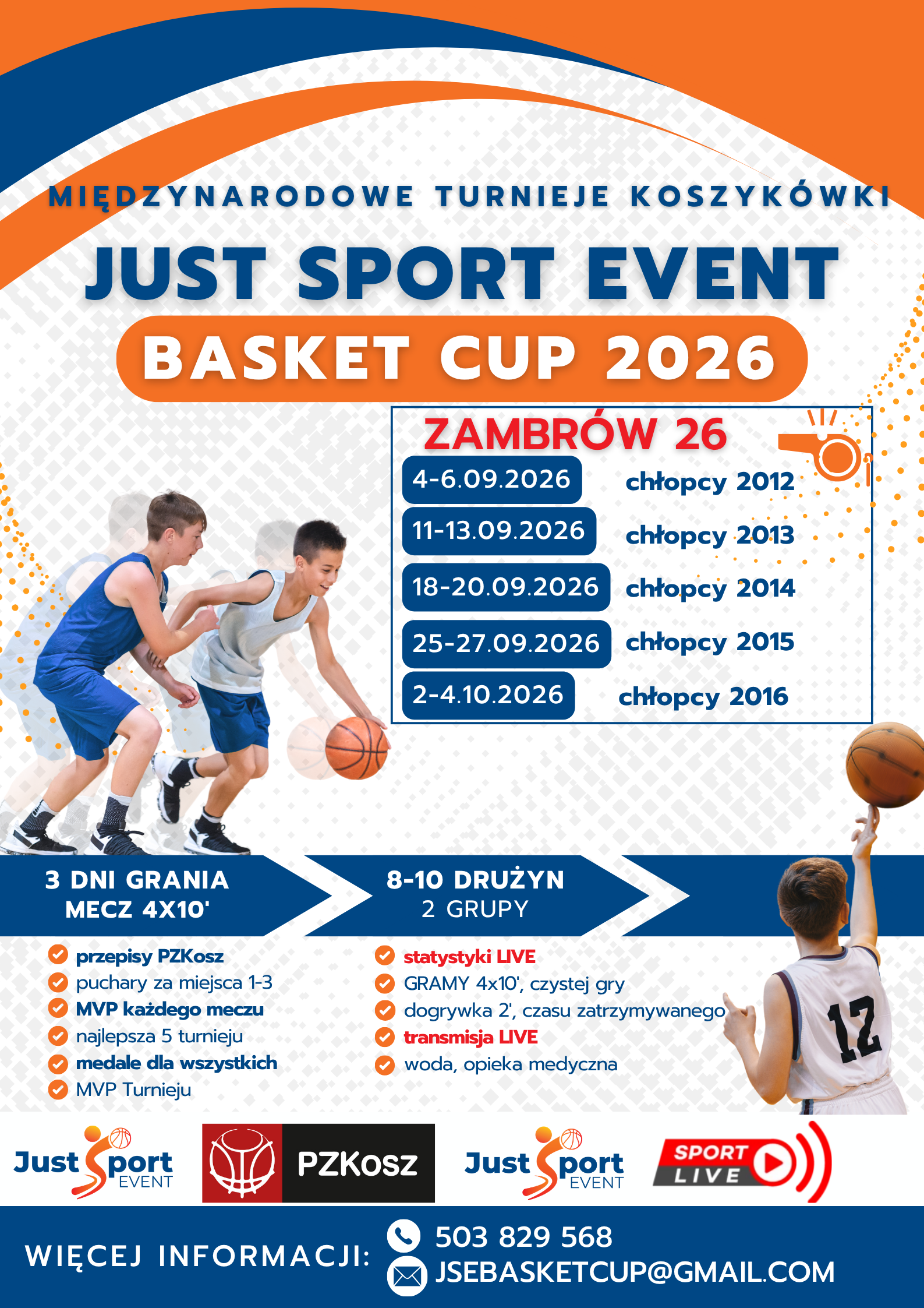 JUST SPORT EVENT BASKET CUP 2026 - Zambrów - plakat PL